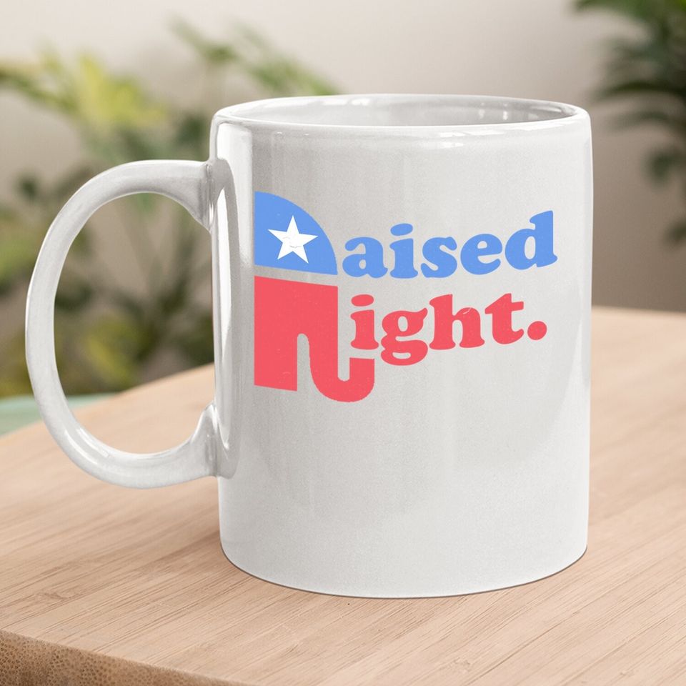 Raised Right Republican Elephant Retro Style Distressed Gift Coffee Mug