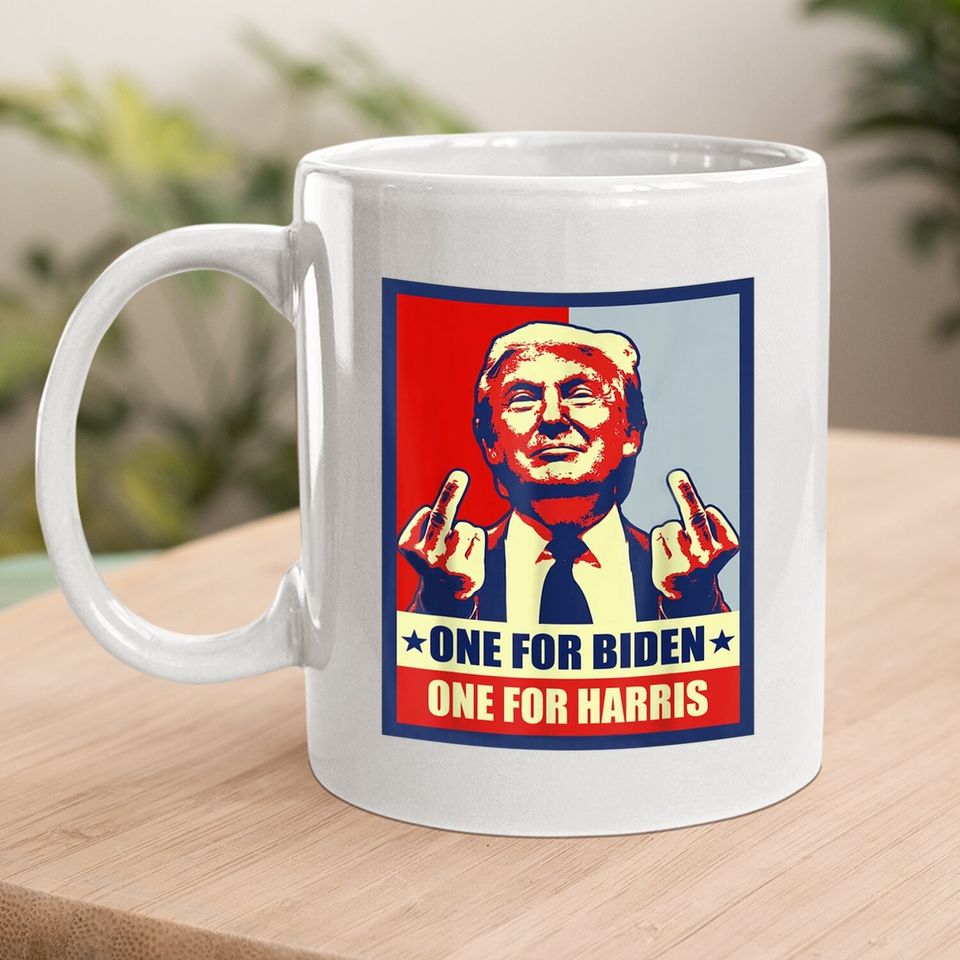 Trump Middle Finger Biden Harris Republican American Flag Coffee Mug