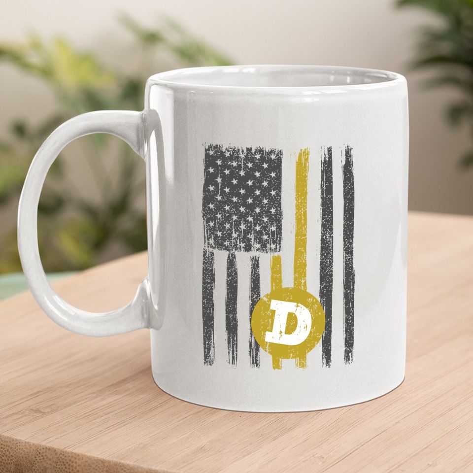 Dogecoin Usa Flag To The Moon Distressed Vintage Lover Hodl Coffee Mug