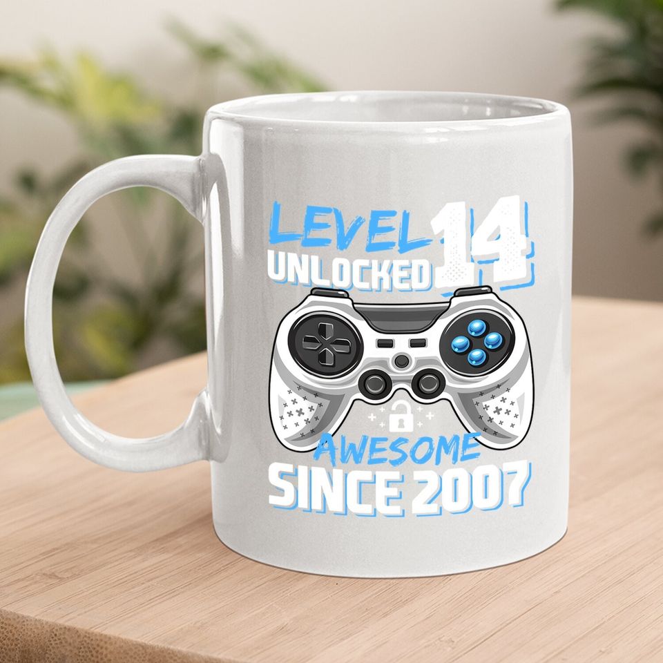 Level 14 Unlocked Awesome 2007 Video Game 14th Birthday Coffee Mug