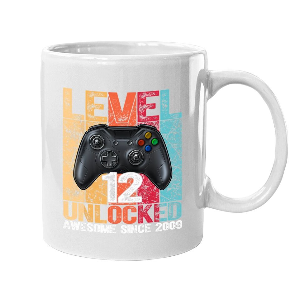 Level 12 Unlocked Awesome Since 2009 12th Birthday Gaming Coffee Mug