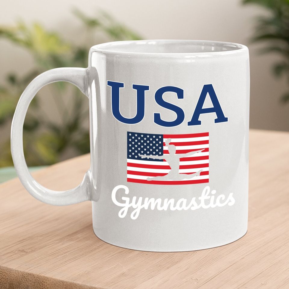 Girl Tumbling Team Gear Gymnastics Usa American Flag Coffee Mug