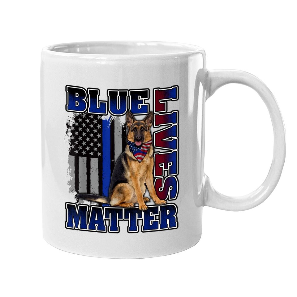 Police Officer K9 Dog Coffee Mug Blue Lives Matter Blue Line Flag Coffee Mug