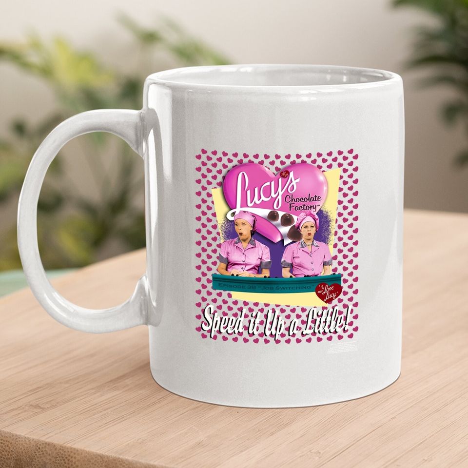 I Love Lucy Coffee Mug Chocolate Factory Speed It Up Pink Mug