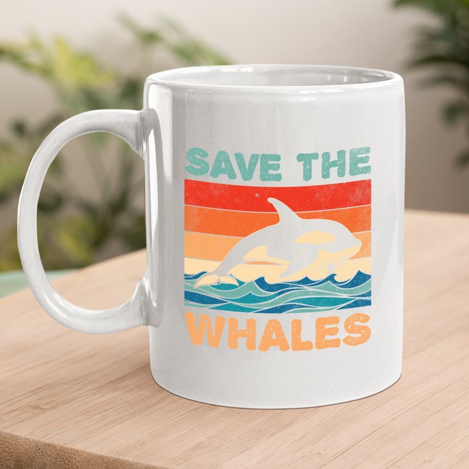 Save The Whales Retro Vintage Orca Whale Coffee Mug