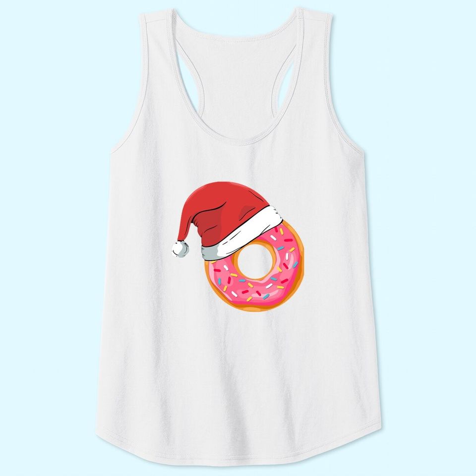 Funny Donuts Santa Claus Christmas Holiday Tank Tops