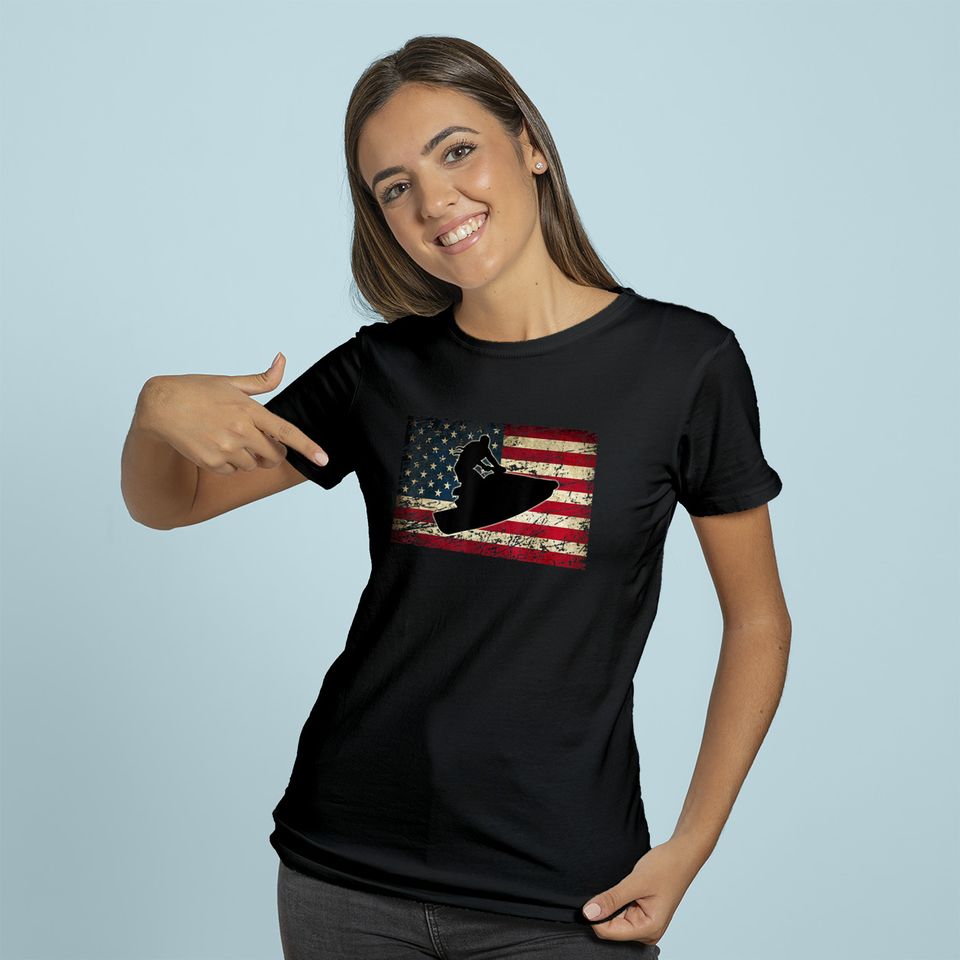 Jet Ski With American USA Flag Jetski Clothes  Hoodie