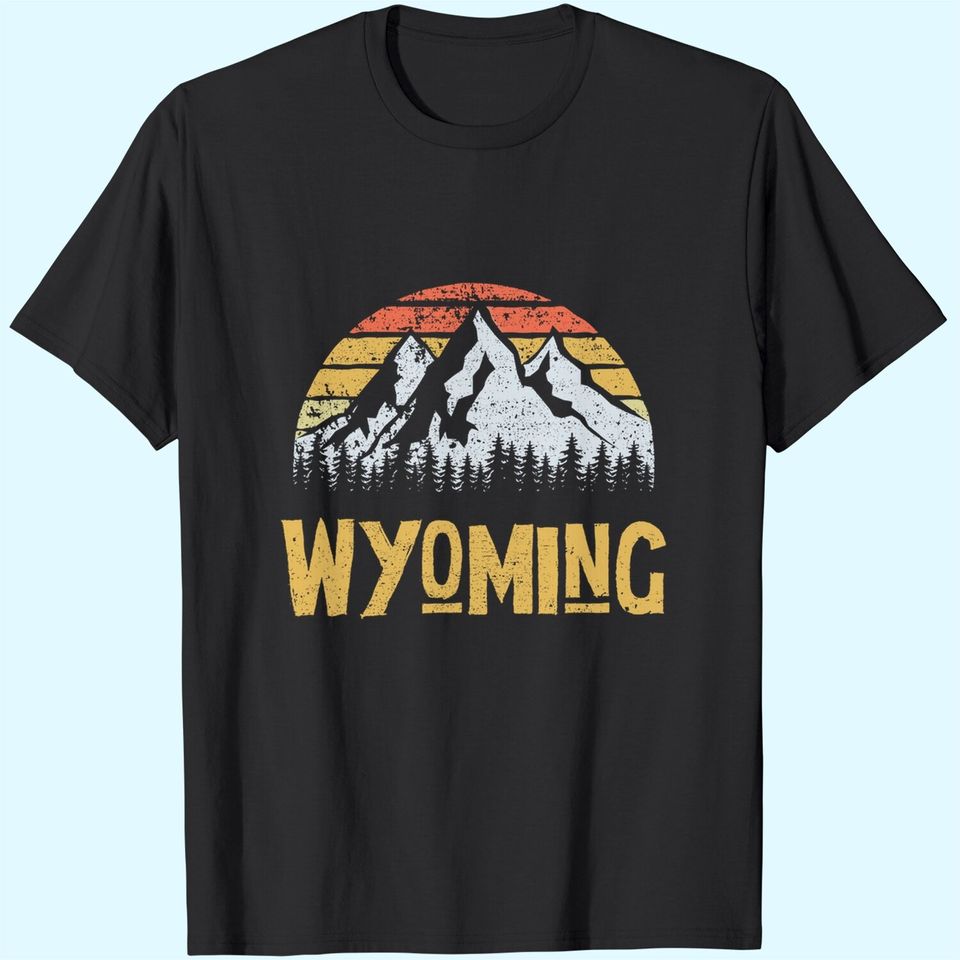 Vintage Retro WY Wyoming U.S Mountain State T Shirt