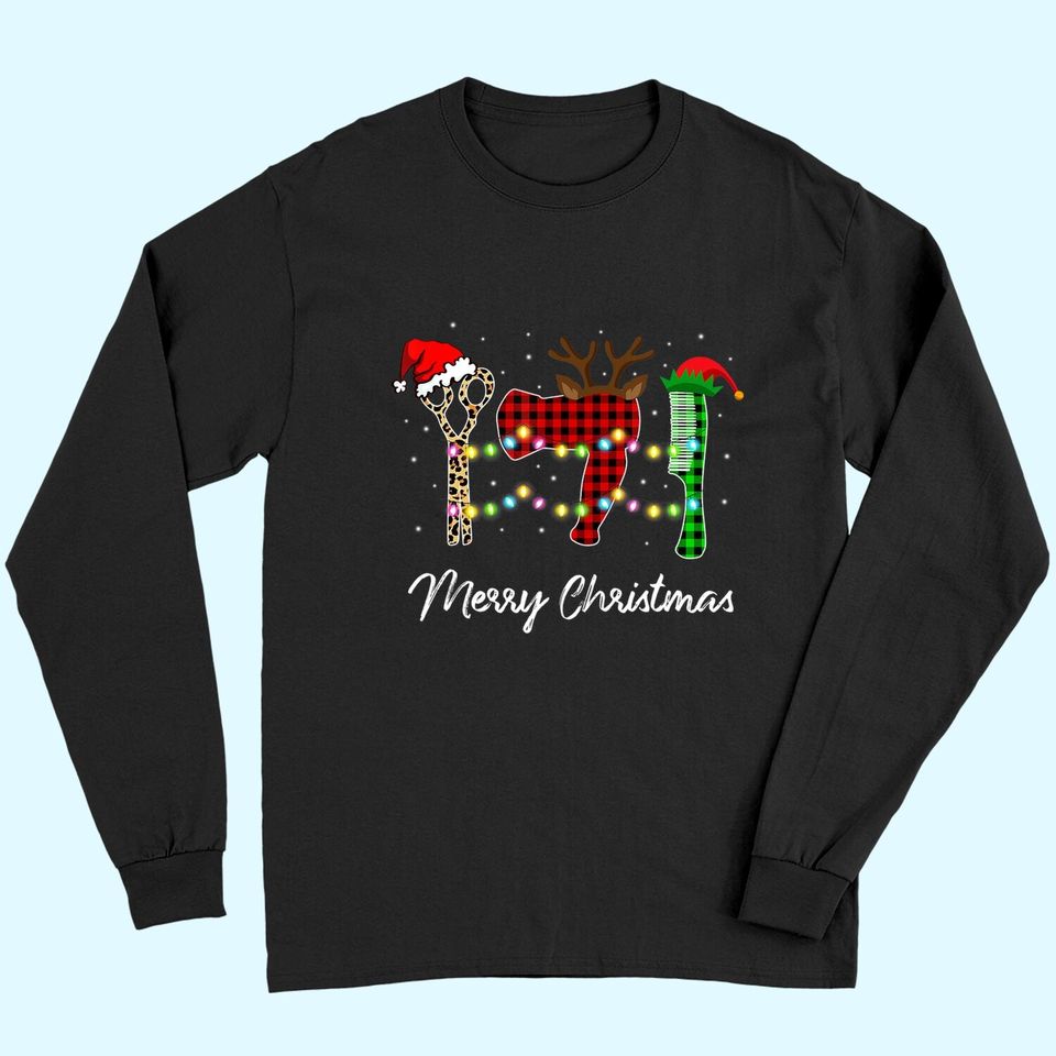 Merry Christmas Hairstylist Red Plaid Long Sleeves