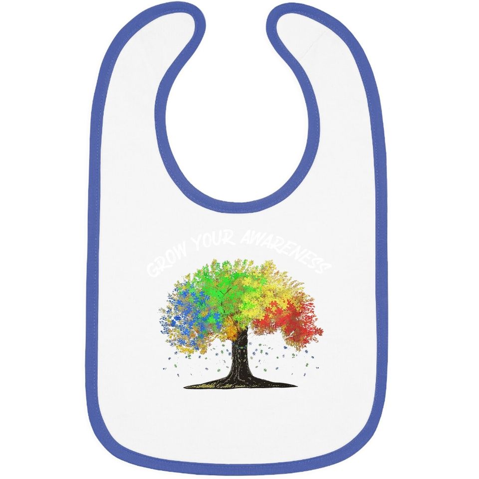 Autism Awareness Rainbow Tree Grow Your Awareness Hand Drawn Baby Bib