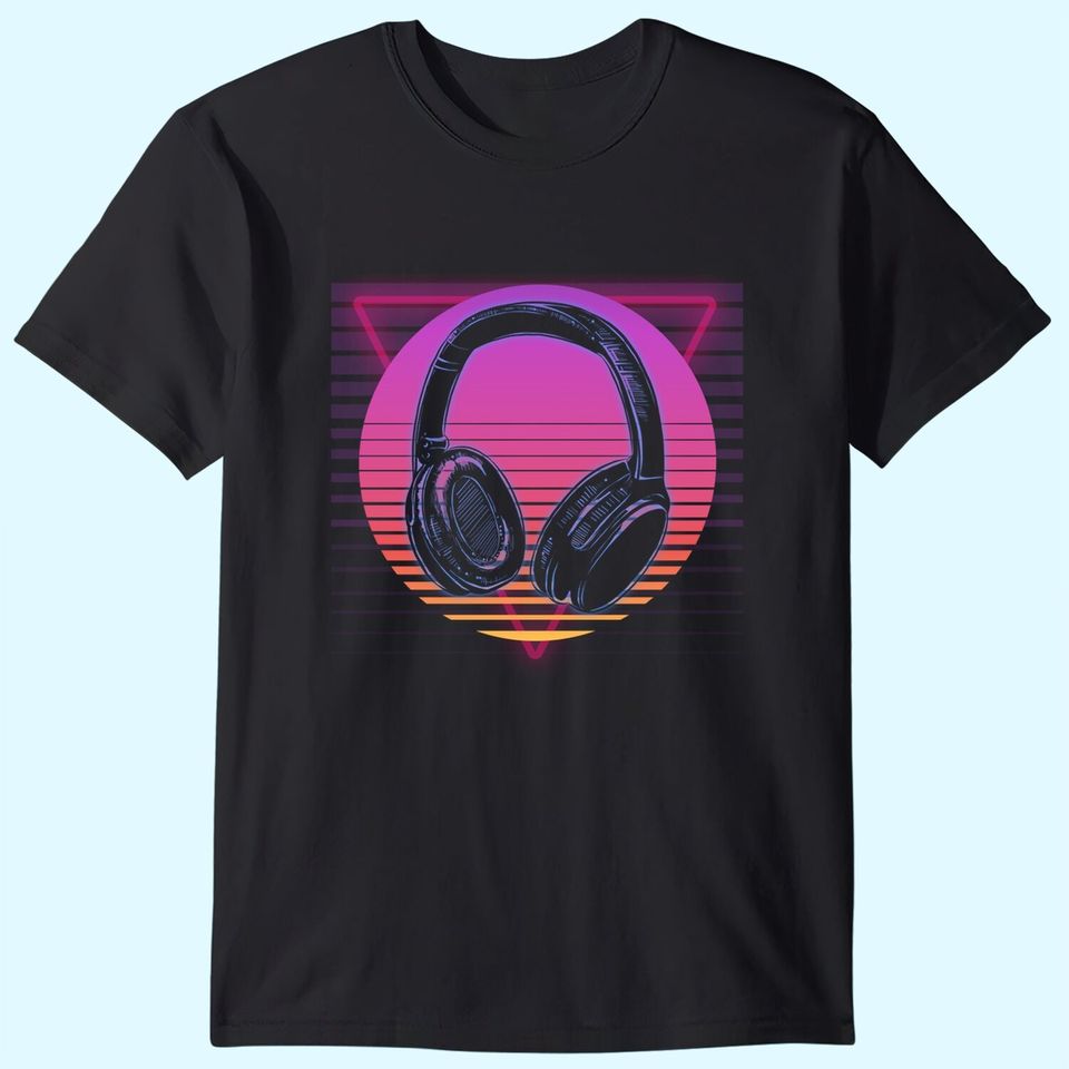Music Headphones DJ Rap Hip Hop Retro Vaporwave 80s 90s T-Shirt