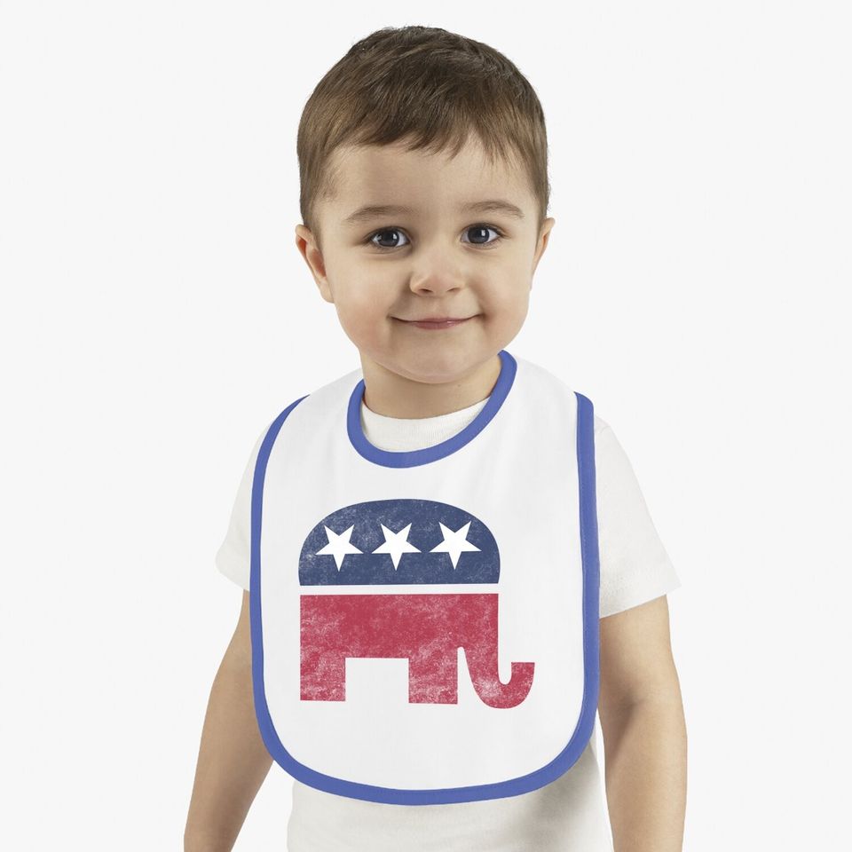 Tee Luv Republican Elephant Baby Bib - Soft Touch Grey Gop Elephant Baby Bib