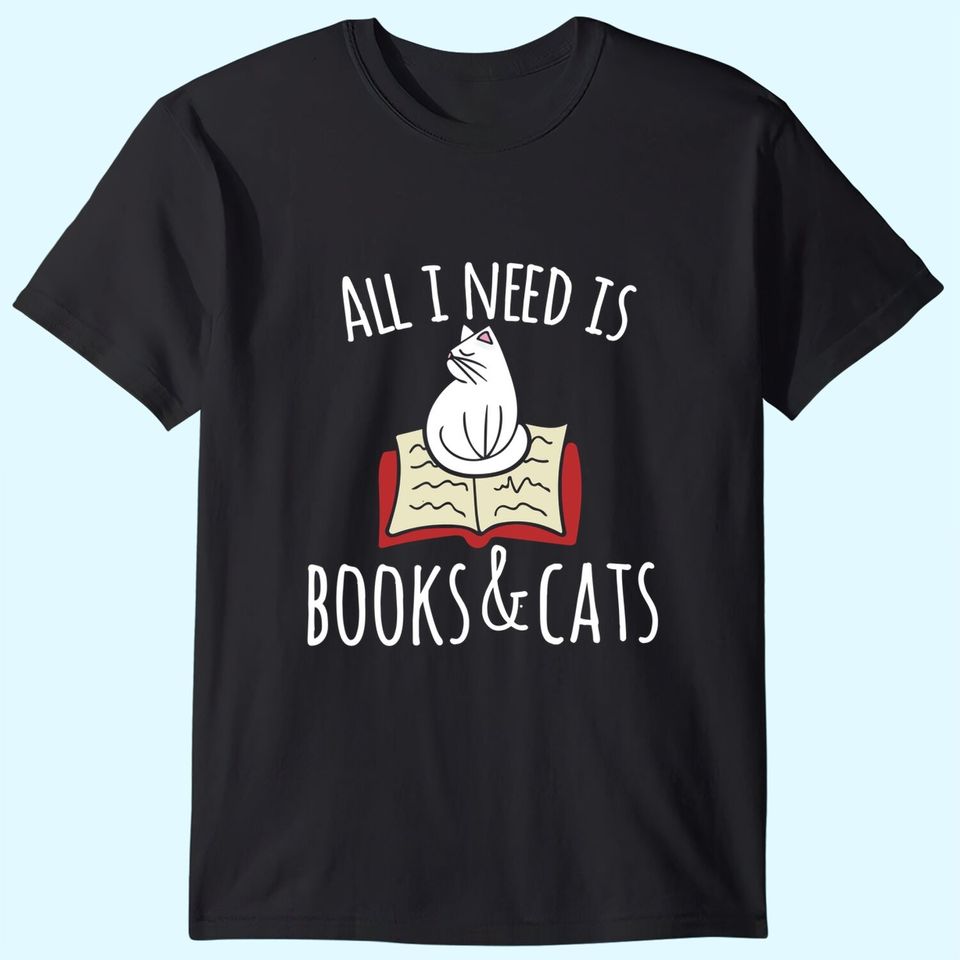 All I need is books & Cats t-shirt Books and cats art tee