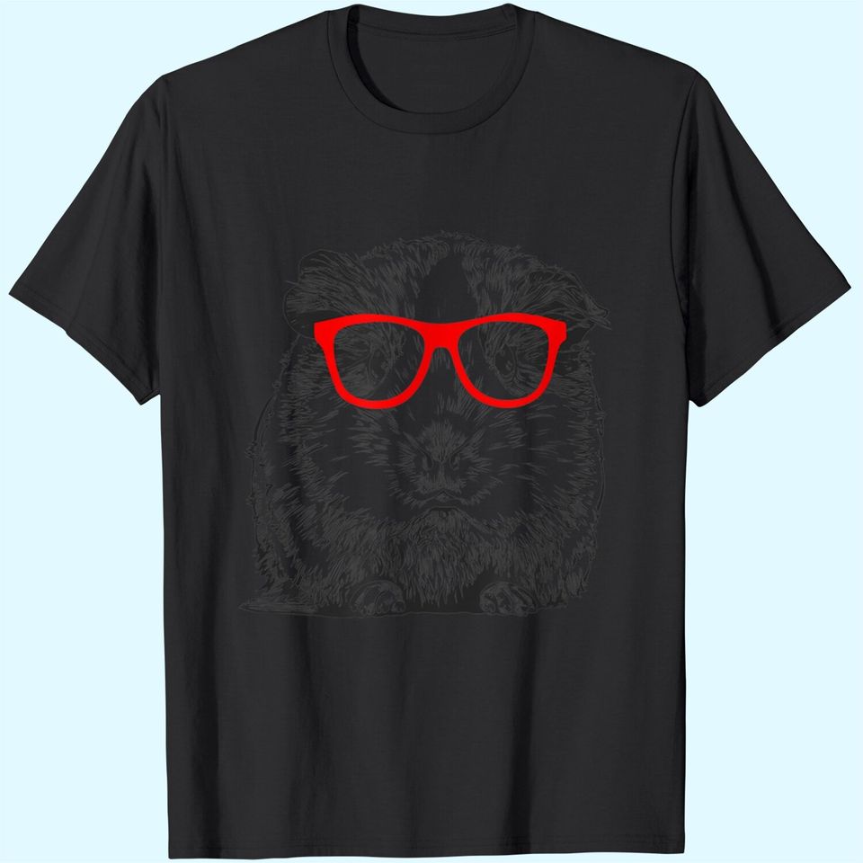 Guinea Pig Shirt Red Glasses Hipster T-Shirt