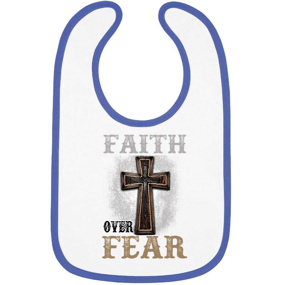 Faith Over Fear Wood Cross Religion Baby Bib Adult Baby Bib