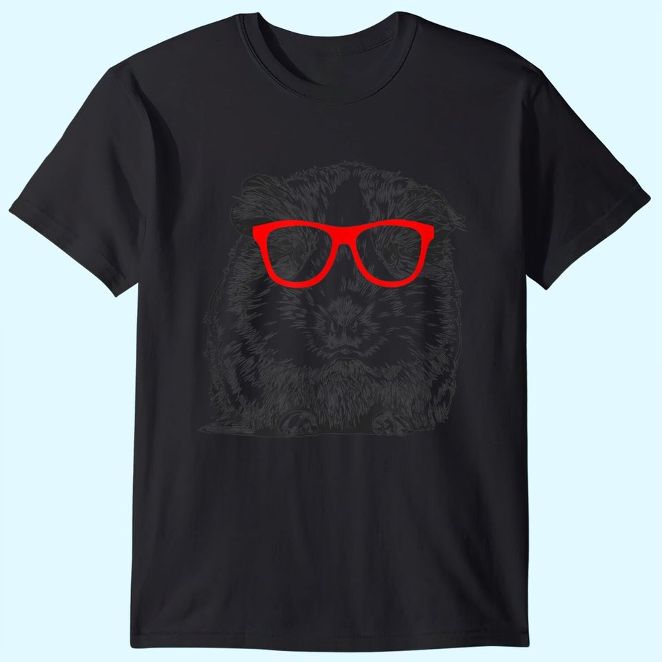 Guinea Pig Shirt Red Glasses Hipster T-Shirt
