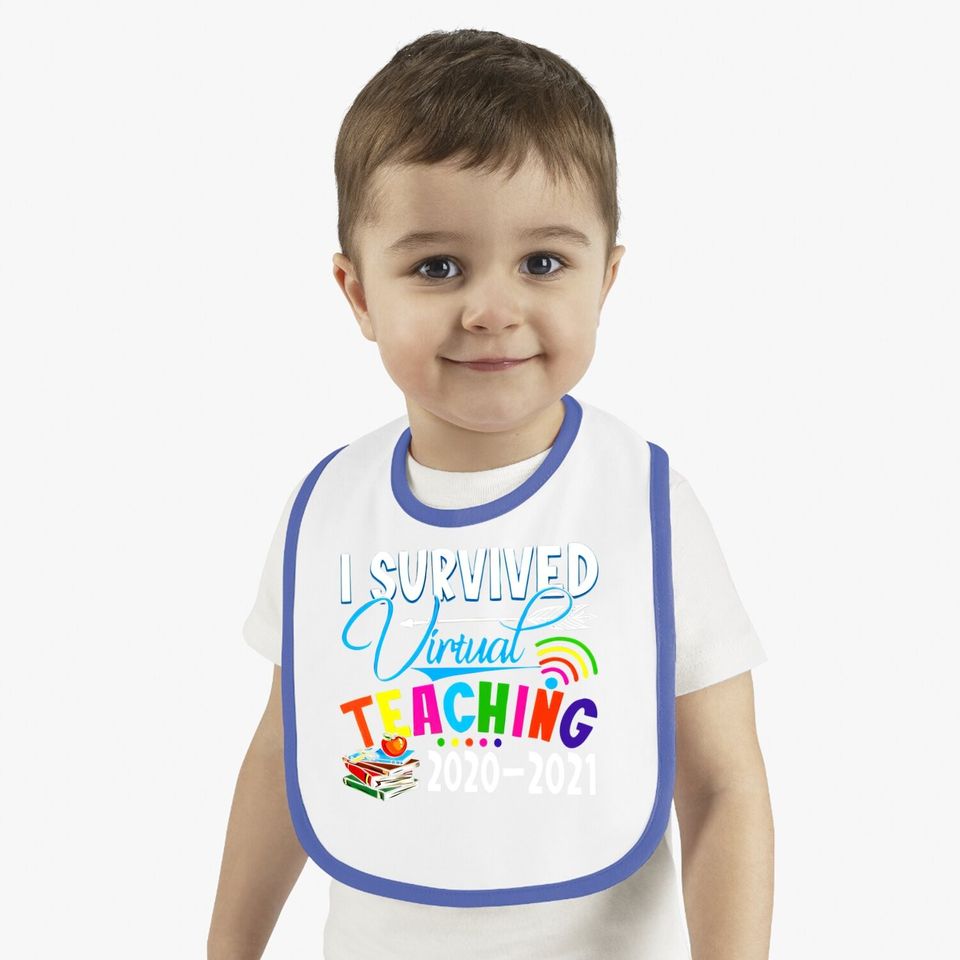 Fashion Baby Bib - Funny I Survived Virtual Teaching End Of Year Teacher Remote Gift Baby Bib Short Sleeve