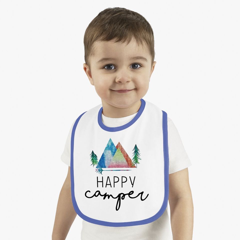 Zjp Casual Happy Camper Baby Bib Short Sleeve Letter Printed Baby Bib Tops Pullover Sweatshirt…