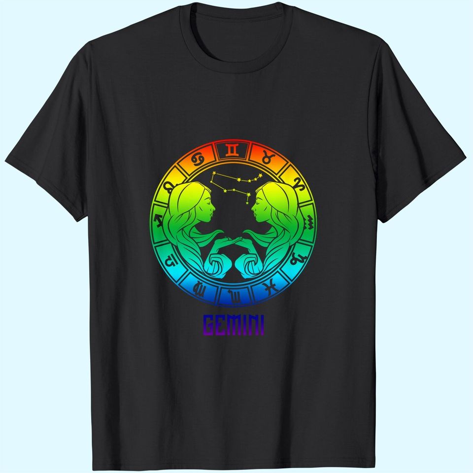 Gemini Zodiac Sign May June Rainbow T-Shirt