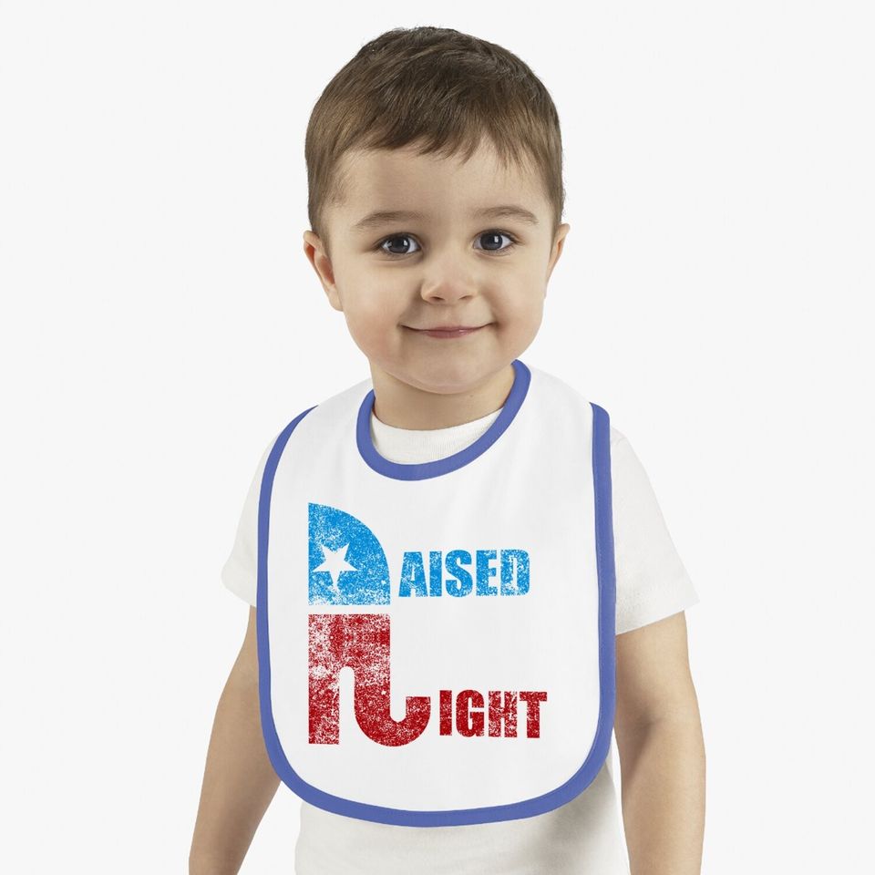 Vintage Raised Right Republican Elephant Pro Trump 2020 Baby Bib