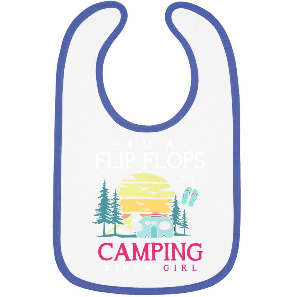 Funny Camper Girls Camp Flip Flops Retro Camping Baby Bib