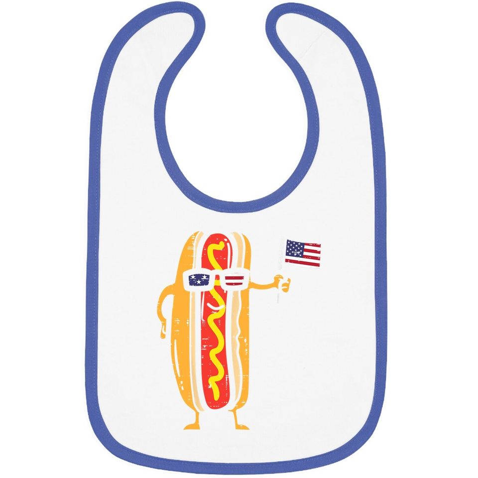 Hotdog Sunglasses American Flag Baby Bib
