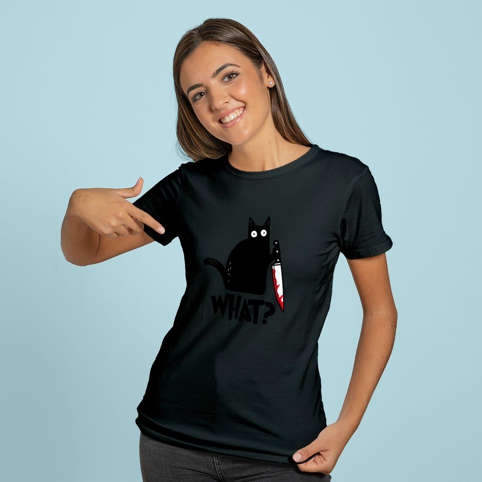Cat What?  Black Cat Murderous Cat With Knife Hoodie