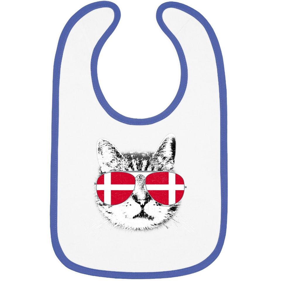 Denmark Flag Danish Cat Sunglasses Funny Baby Bib