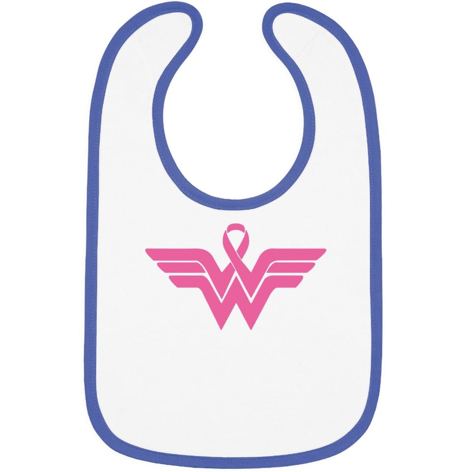 Kropsis Superhero Ribbon Pink Logo - Breast Cancer Awareness Support Baby Bib
