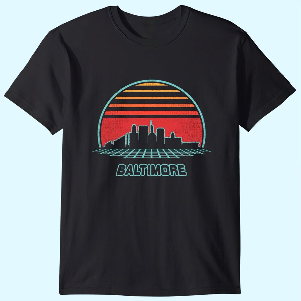 Baltimore City Skyline Retro 80s Style Souvenir T Shirt