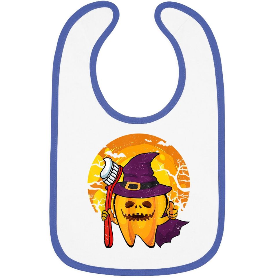 Funny Tooth Dental Hygiene Dentist Witch Halloween Costume Baby Bib