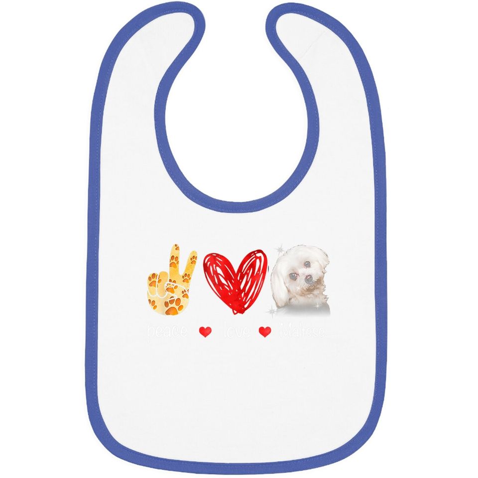Peace Love Maltese Dog Baby Bib