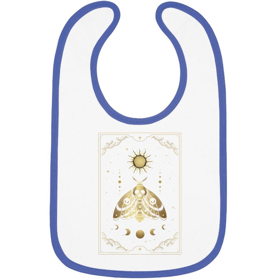 Death Moth And Ornament Of Moon And Sun Phases Tarot Card Baby Bib