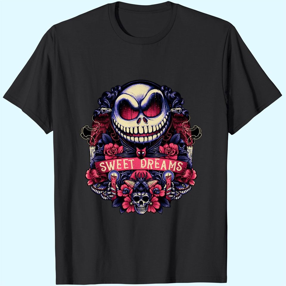 Nightmare Before Christmas T-Shirt Jack Skellington Skull Face Sweet Dream T-Shirt for Men