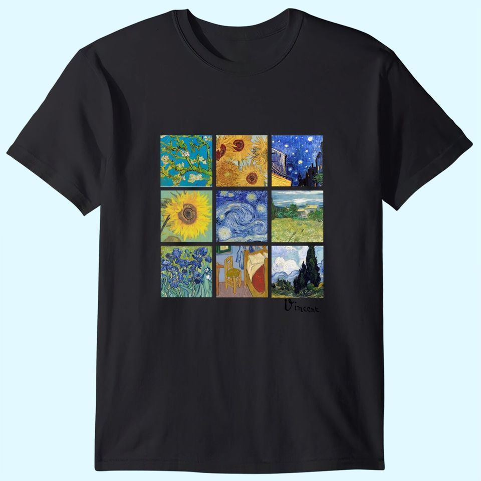 Van Gogh Paintings Sunflowers, Starry Night T-Shirt