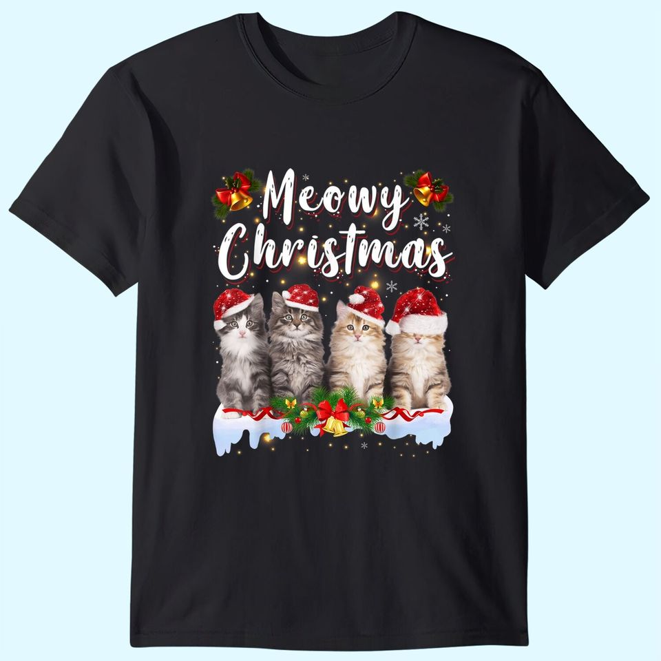 Cat Meowy Family Matching Christmas T-Shirt