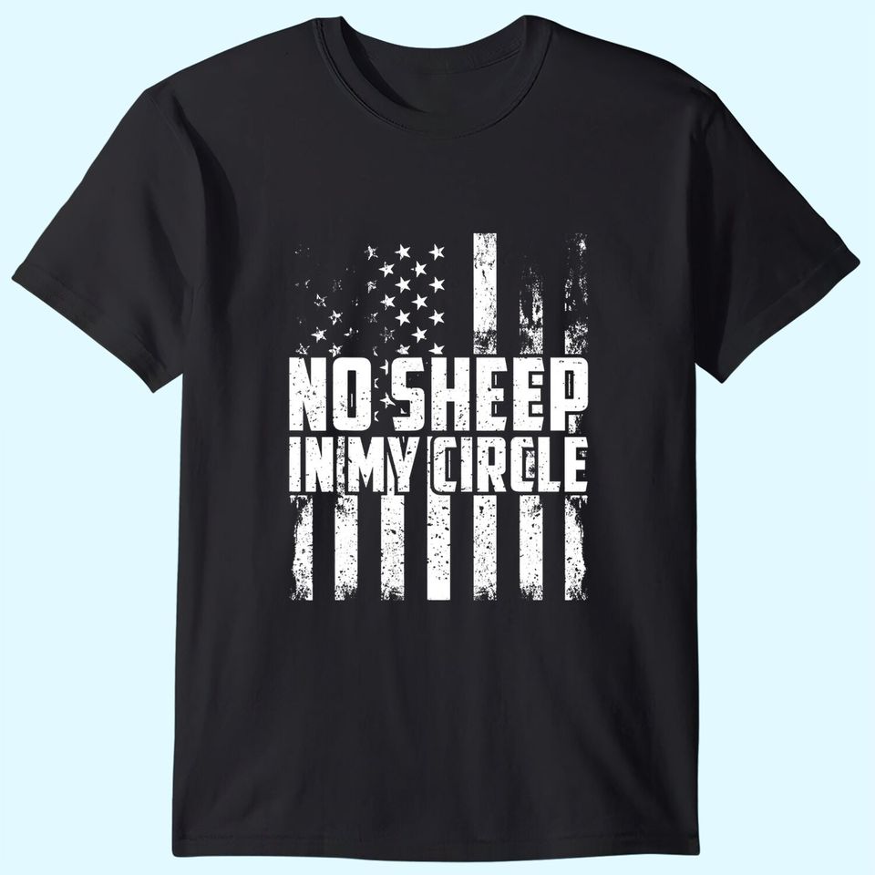 No Sheep In My Circle Funny Vintage US Flag T-Shirt