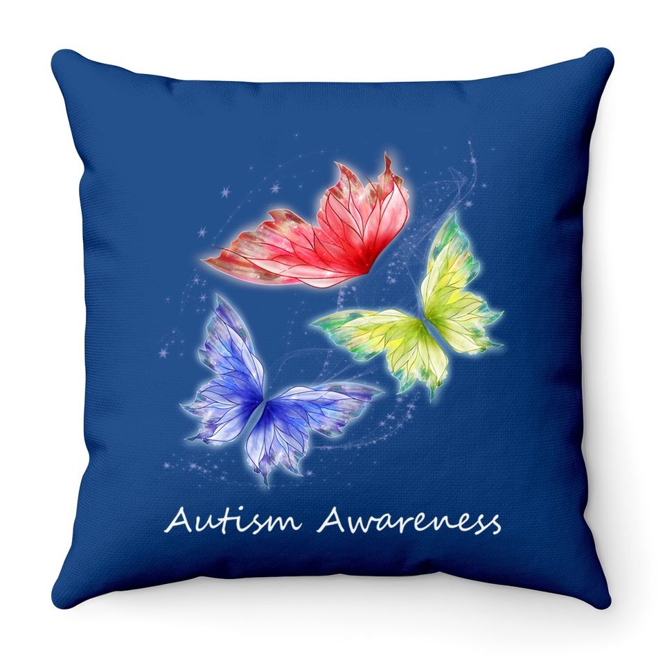 Autism Awareness Butterflies Without Puzzle Pieces Colorful Throw Pillow