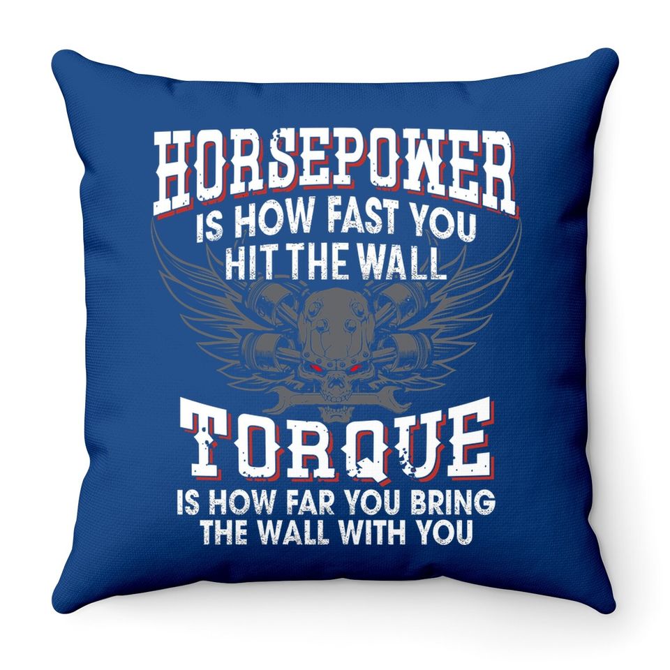 Mechanic Throw Pillow Horsepower Torque Funny Throw Pillow