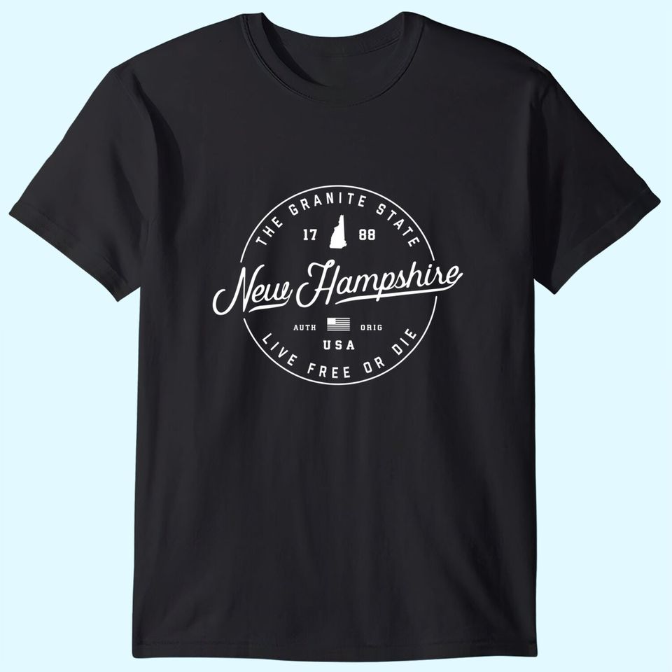 New Hampshire T-Shirt, US State Travel Vacation Shirts NH US
