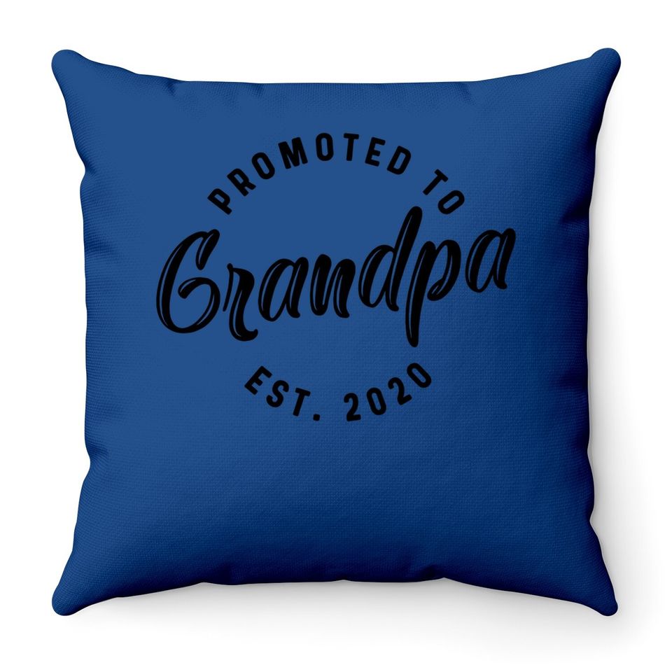 Promoted To Grandpa Est 2020 Throw Pillow Best Funny Novelty Gift Fathers Day