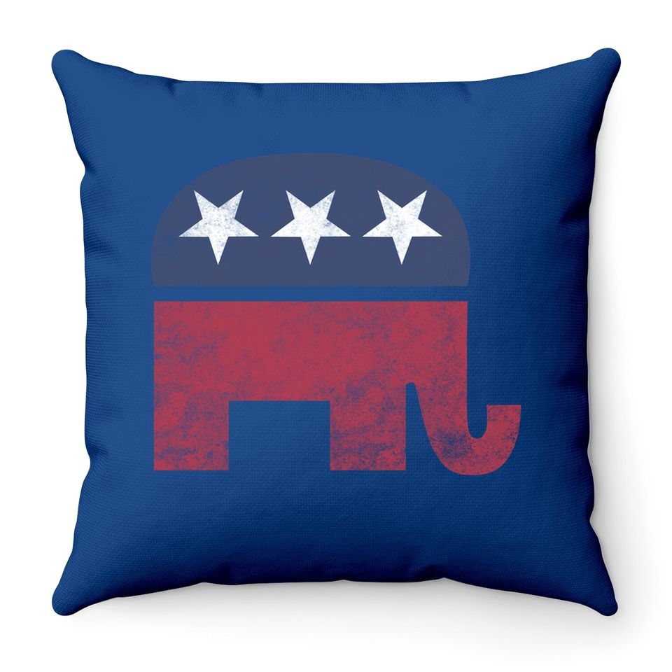 Tee Luv Republican Elephant Throw Pillow - Soft Touch Grey Gop Elephant Throw Pillow
