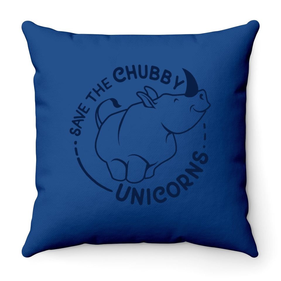 Save The Chubby Unicorns | Funny Phrase Rhino Saying Sarcastic Dad Joke Throw Pillow For Men