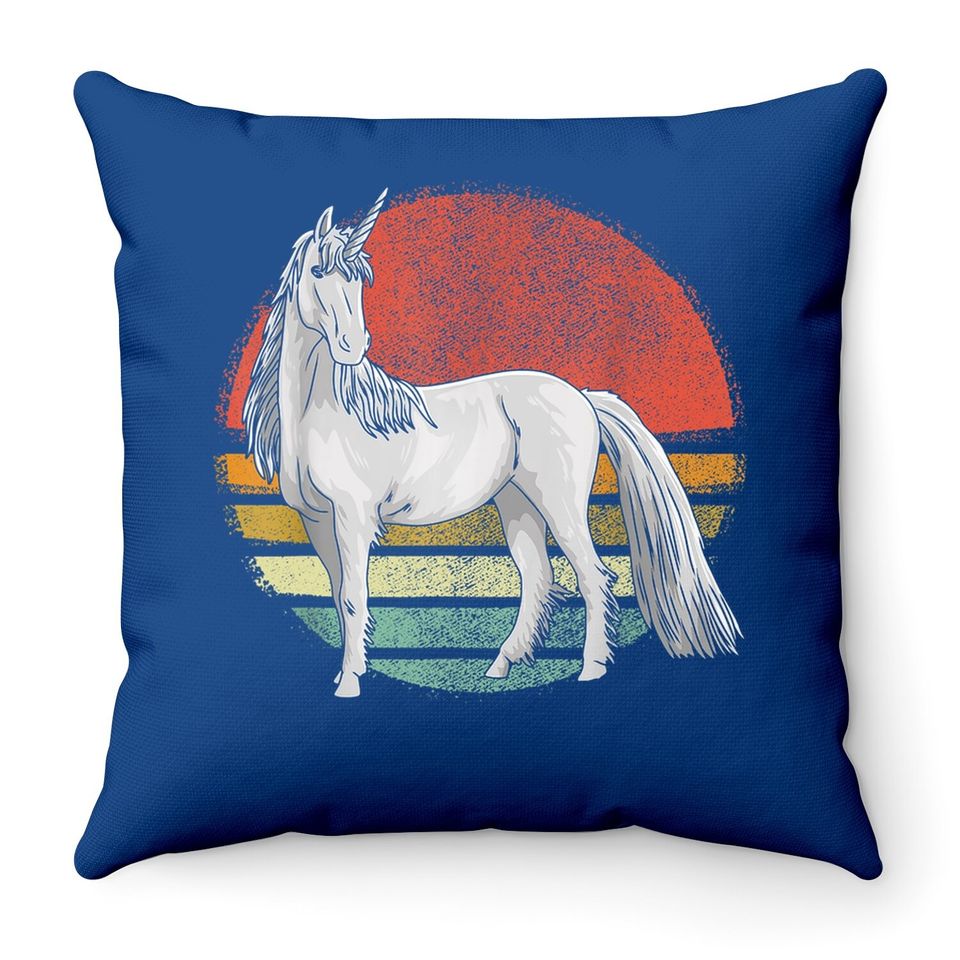 Vintage Unicorn Retro Unicorns Lover Throw Pillow
