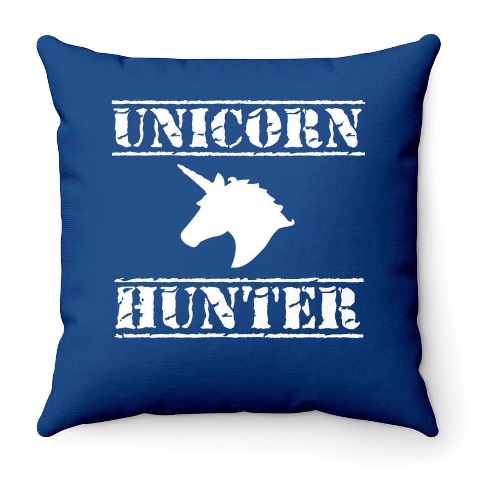 Unicorn Hunter Throw Pillow, Horse Humor Novelty