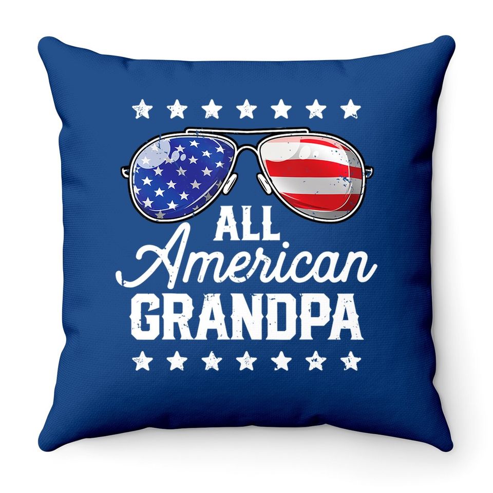 All American Grandpa 4th Of July Family Matching Sunglasses Throw Pillow