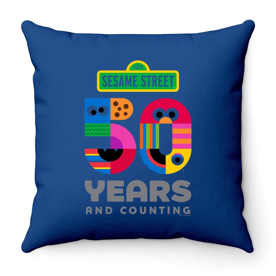 Sesame Street 50 Years Logo Throw Pillow