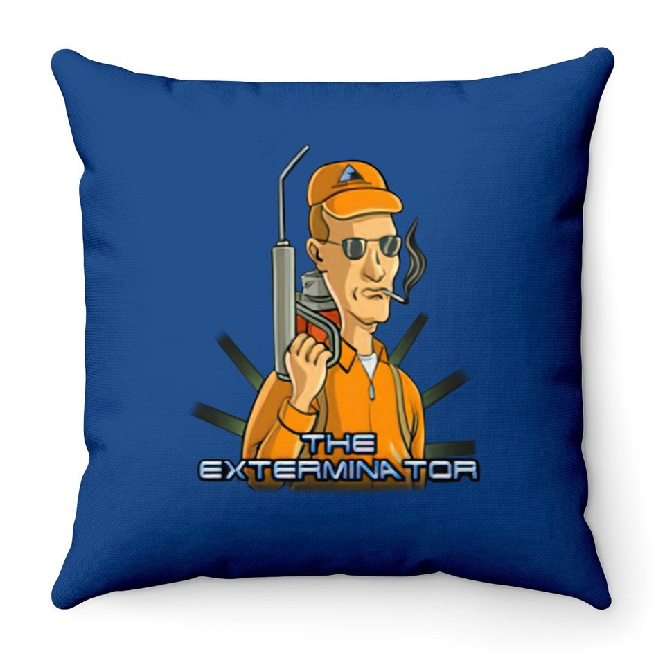 King Of The Hill Dale Gribble The Exterminator Dale Terminator Movie Mashup Throw Pillow