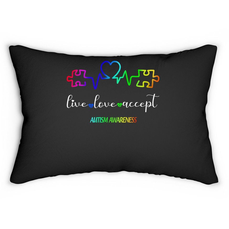Live Love Accept Autism Awareness Lumbar Pillow