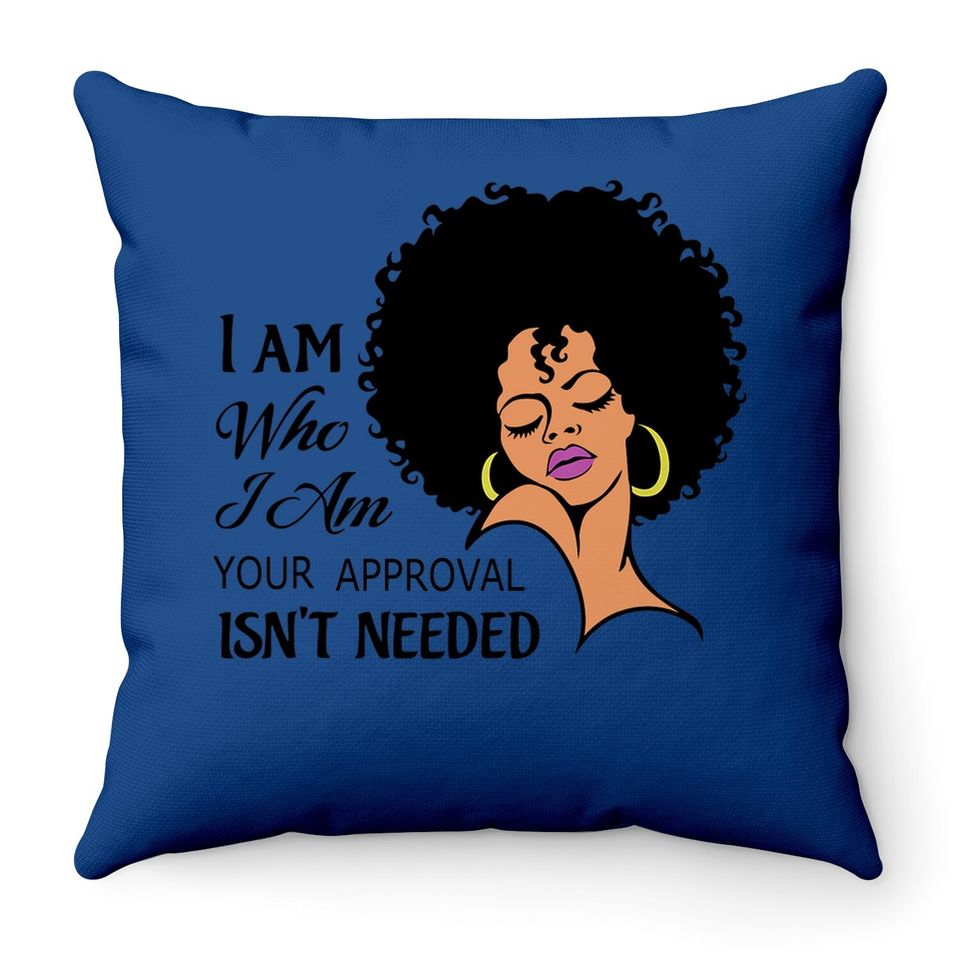 Black Queen Lady Curly Natural Afro African American Ladies Throw Pillow